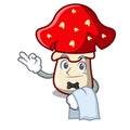 Waiter amanita mushroom mascot cartoon