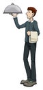 Waiter carrying a dish