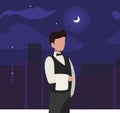 waiter catering service character vector ilustration