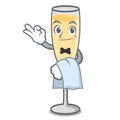 Waiter champagne mascot cartoon style