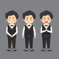 Waiter Character with Various Expression