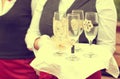 Waiter with empty champagne glasses Royalty Free Stock Photo