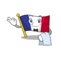 Waiter flag france in the cartoon shape