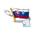 Waiter flag slovakia isolated in the cartoon