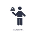 waiter with food tray icon on white background. Simple element illustration from behavior concept Royalty Free Stock Photo