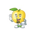 Waiter golden apple cartoon character for design