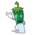 Waiter green chili character cartoon
