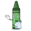 Waiter green crayon in the mascot shape