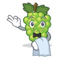 Waiter green grapes mascot cartoon