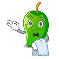 Waiter green mango in the cartoon shape