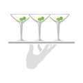 Waiter Hand Holding Tray With Martini Glasses Icon Royalty Free Stock Photo