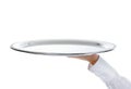 Waiter holding empty silver tray Royalty Free Stock Photo