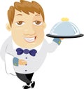 Waiter holding a tray