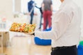 Waiter holding tray of appetizers Royalty Free Stock Photo