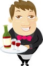 Waiter holding a tray with red wine Royalty Free Stock Photo