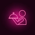 waiter icon. Elements of hotel in neon style icons. Simple icon for websites, web design, mobile app, info graphics Royalty Free Stock Photo