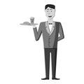 Waiter icon, gray monochrome style