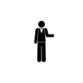 Waiter icon, stick figure man pictogram, human silhouette isolated Royalty Free Stock Photo