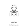 waiter icon vector from profession avatar collection. Thin line waiter outline icon vector illustration. Linear symbol for use on Royalty Free Stock Photo