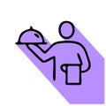 Waiter line icon, vector pictogram of hotel room service