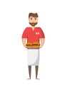 Waiter man with food icon in flat style Royalty Free Stock Photo