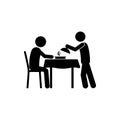 waiter, man, hot food in restaurant icon. Element of dinner in a restaurant illustration. Premium quality graphic design icon. Royalty Free Stock Photo