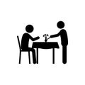 waiter, man, menu in restaurant icon. Element of dinner in a restaurant illustration. Premium quality graphic design icon. Signs Royalty Free Stock Photo