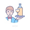 Waiter - modern colored line design style icon