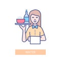 Waiter - modern colorful line design style icon