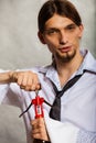 Waiter opens wine bottle. Royalty Free Stock Photo