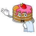 Waiter pancake with strawberry mascot cartoon
