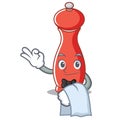 Waiter pepper mill character cartoon