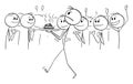 Waiter Serving Excrement or Feces , Vector Cartoon Stick Figure Illustration