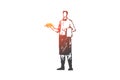 Waiter, restaurant, cafe, service, dish concept. Hand drawn isolated vector.