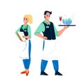 Waiter Restaurant Workers Man And Woman Vector Royalty Free Stock Photo