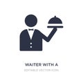 waiter with a roast chicken icon on white background. Simple element illustration from Food concept