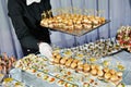 Waiter serving catering table Royalty Free Stock Photo