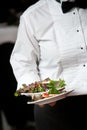 Waiter serving food - wedding series Royalty Free Stock Photo
