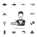 waiter serving herring icon. Detailed set of fish illustrations. Premium quality graphic design icon. One of the collection icons