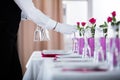Waiter Setting Wedding Table Royalty Free Stock Photo