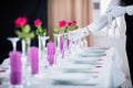 Waiter Setting Wedding Table Royalty Free Stock Photo