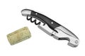 Waiter Or Sommelier Knife And Wine Bottle Cork White Isolated