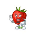 Waiter strawberry fruit mascot for cartoon character