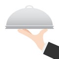 Waiter tray with hand, stock vector illustration Royalty Free Stock Photo