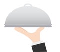 Waiter tray with hand, stock vector Royalty Free Stock Photo