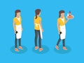 Waiter in uniform, working concept vector icons