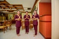 Waiter and waitress in the thai restaurant