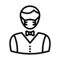 Waiter Wearing mask Vector Icon which can easily modify or edit