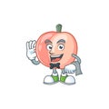 Waiter whole peach cartoon for healthy fruit Royalty Free Stock Photo