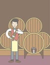 Waiter in wine cellar